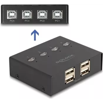 DeLOCK USB 2.0 lüliti 4 arvutile 4 seadmele Must 0,48 Gbit/s