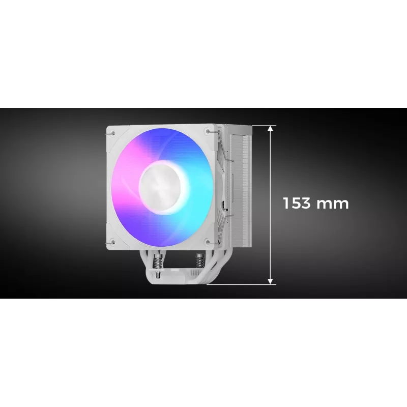 CPU õhkjahuti MODECOM Volcano 0C T721 ARGB 120 valge, ühe torniga, 120 mm ventilaator