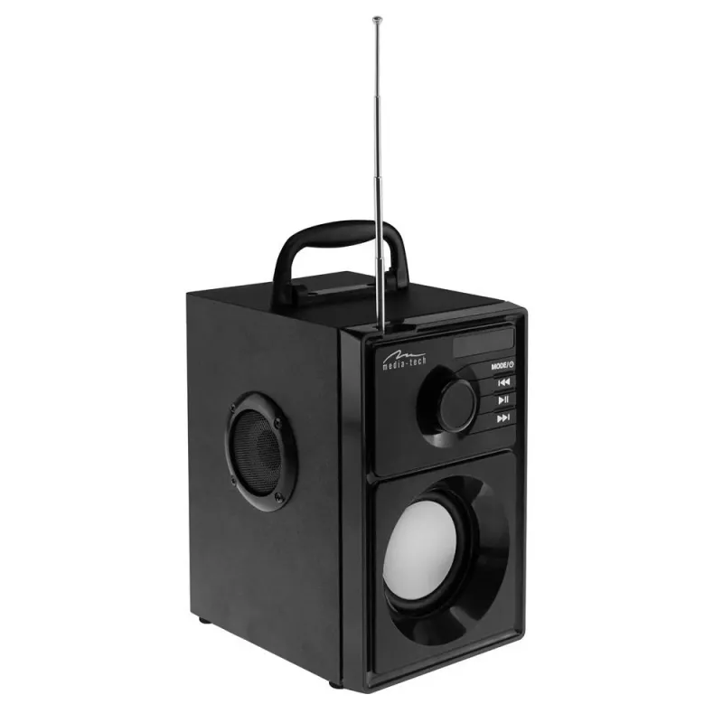 Juhtmevaba kõlar MEDIA-TECH MT3179, 20W (RMS 15W), Bluetooth 5.1, FM, MicroSD, USB, AUX, Li-Ion, 6 h, puitkere