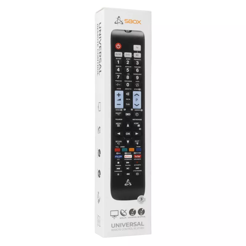 Kaugjuhtimispult SBOX RC-01400 — universaalne asendus teleritele, digiboksidele ja DVD-mängijatele
