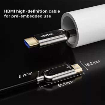 HDMI-kaabel Unitek C11085GY01-15M — HDMI tüüp A - A, 30 m, HDMI 2.1, 8K@60Hz, 4K@144Hz, kullatud kontaktidega, must