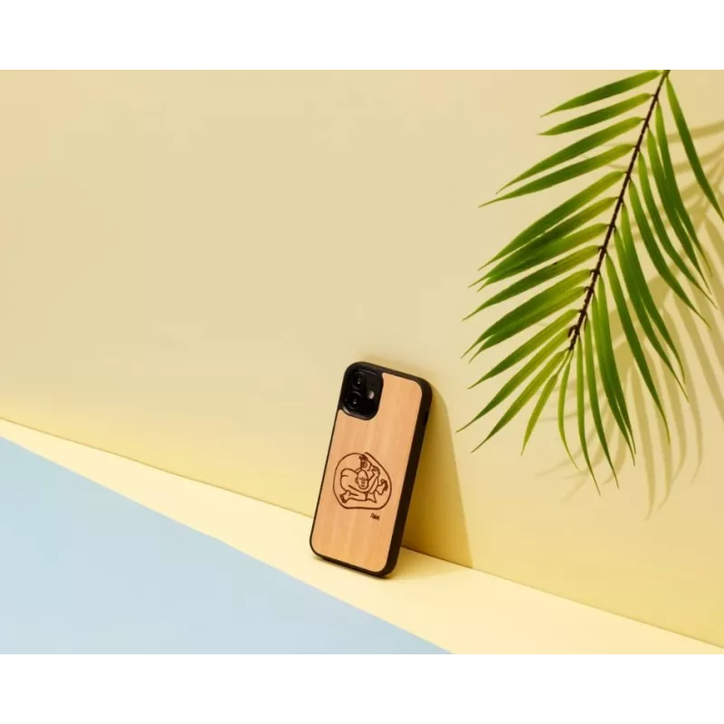 Kaitsev telefoniümbris Man and Wood iPhone 12 mini jaoks — lapselik kalamotiiv