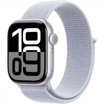 Apple Watch Series 10 Alumiiniumkorpus GPS + Cellular 42mm Hõbedane Sport Loop sinine pilv