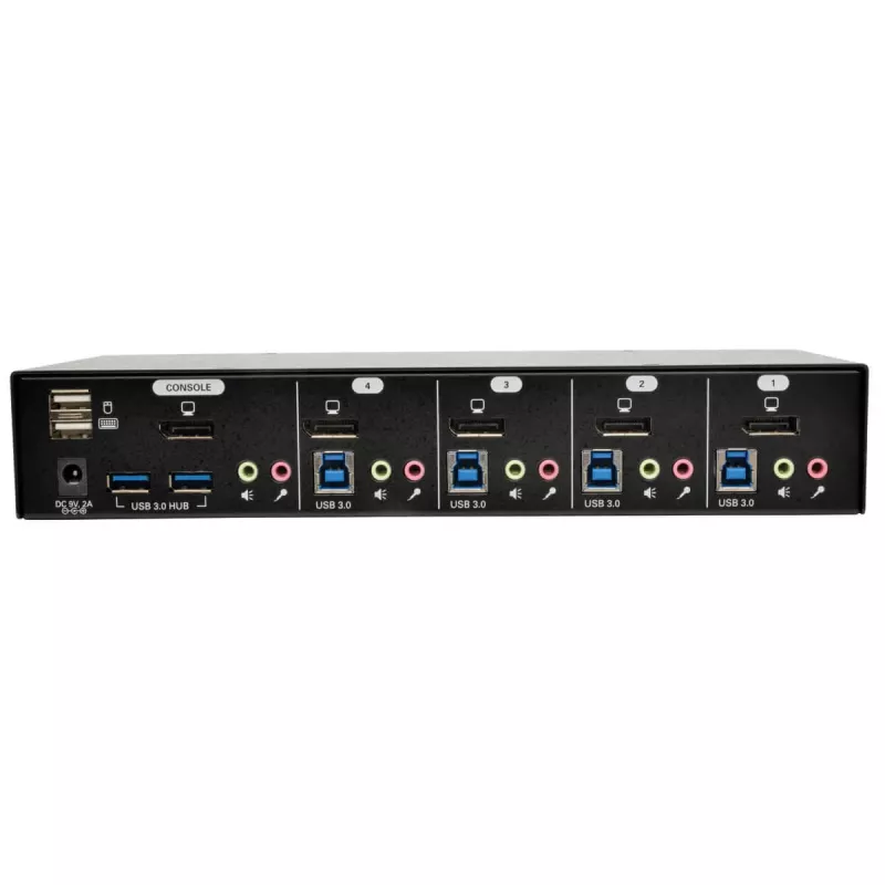 EATON TRIPPLITE 4-pordiline DisplayPort KVM-lüliti helikaablite ja USB 3.0 SuperSpeed jaoturiga (B004-DPUA4-K)