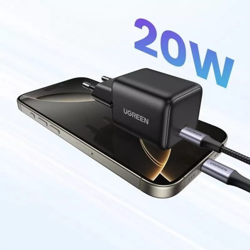 UGREEN X512 20W GaN 1x USB-C seinalaadija - must
