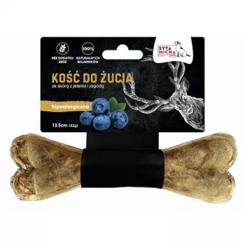 Koerte närimiskont SYTA MICHA Deer Skin and Berry 13,5 cm — hambaravimaius, ulukiliha maitsega, gluteeni- ja säilitusainevaba