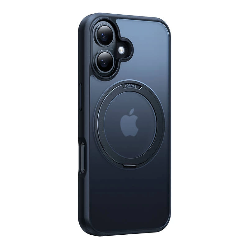 Kaitsev telefoniümbris Torras Ostand Pro iPhone 16 Plus jaoks – Must, õhuke profiil, kerge