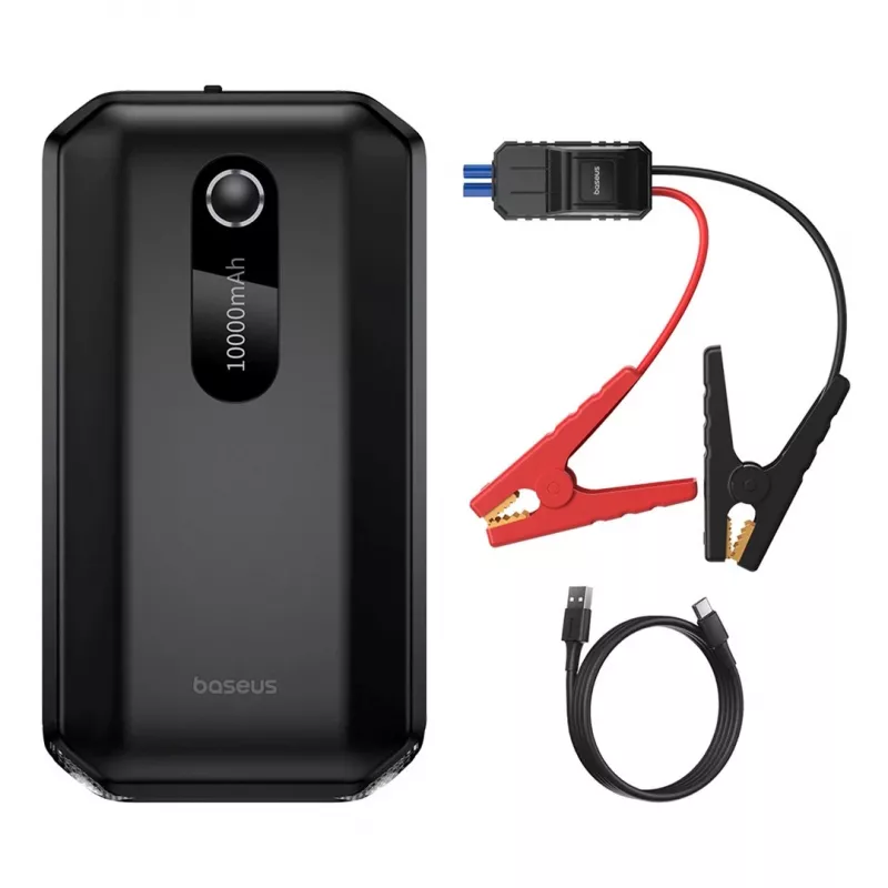 Baseus BS-CH001 - käivitusseade, booster 10000 mAh 12V (1000 A / 500 A) + krokodilliklambrid (must)