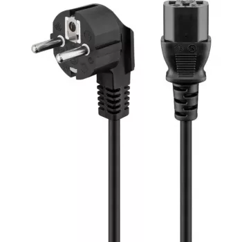 Goobay Kaltgerte-Anschlusskabel C13 > Schutzkontakt-Stecker (schwarz, 1,5 Meter, abgewinkelter Stecker)