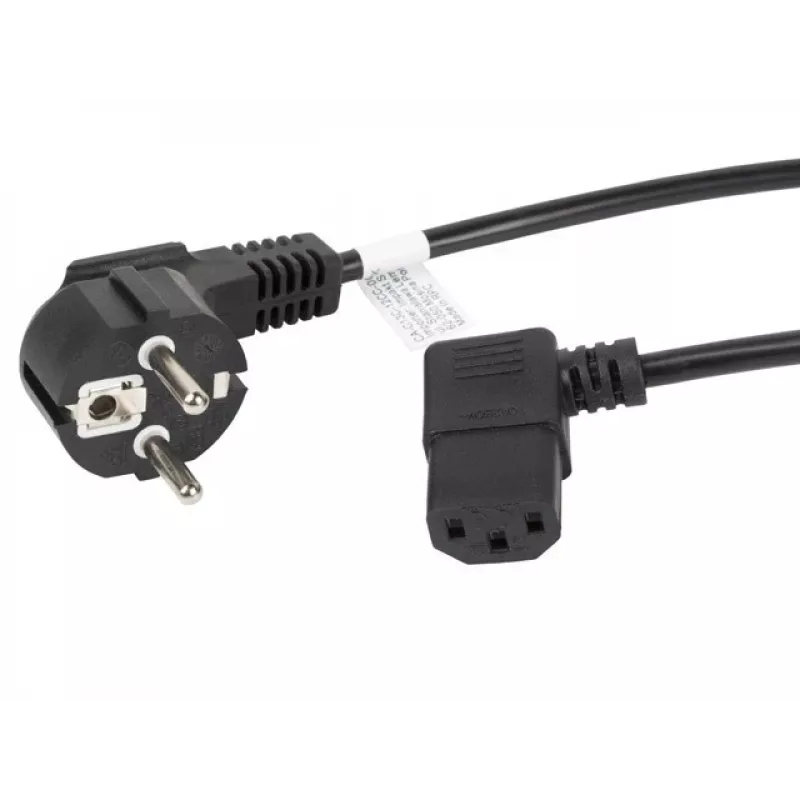 Toitekaabel LANBERG CA-C13C-12CC-0018-BK, 2 m, C13 haakeseadis kuni CEE7/7, must, nurga all C13