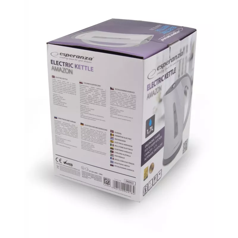 Elektriline veekeetja Esperanza 1,7 L 2200 W Hall Valge