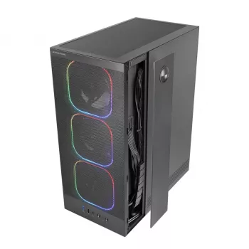 PC korpus TACENS MARS MC‑NEBULA Midi Tower karastatud klaasiga, neli 120mm aRGB ventilaatorit, toetab ATX, GPU kuni 30,2 cm