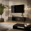 TV-kapp cama meble LUCCA 180x40x59 cm, must puitlaastplaadist pealispind, must raam