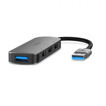 Nedis USB-jaotur USB-A pistikuga - 4x USB A, 4 pordiga, USB 2.0 / USB 3.2 Gen 1, USB-toitega, 5 Gbps (CCGB61210GY01)