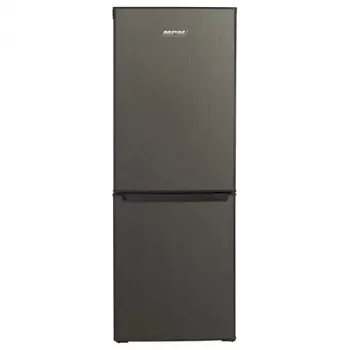 Külmik-sügavkülmik MPM MPM-215-KB-39/E — 215 L, alumine sügavkülmik, tume inox, pööratavad uksed, LED-valgusti