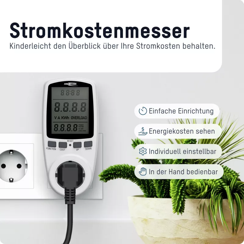 Energiakulumõõtur ANSMANN APM2 120-0007 LCD-ekraaniga