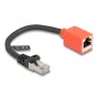 DeLOCK RJ45 seadmekaitseadapter Cat.6A S/FTP 20 cm must punane
