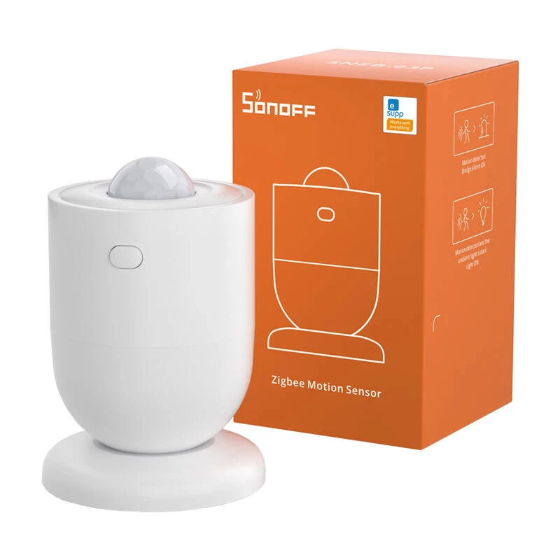 Liikumisandur Sonoff SNZB-03P seinale, tuvastusnurk 110°, ulatus 6 m, CR2477 aku, plastkorpus