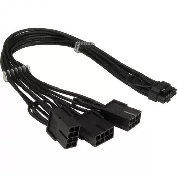 PCIe toiteadapter INTER-TECH GPU-02 12‑kontaktiline 3×8‑kontaktiliseks (34 cm kaabel)
