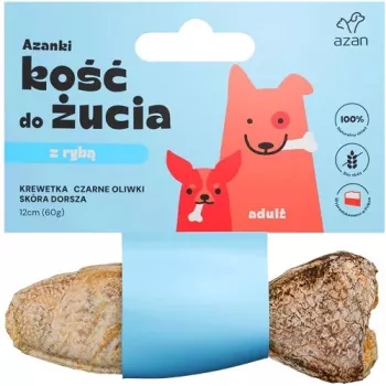 AZANKI luu krevettide ja mustade oliividega tursanahas, kala kujuline – koeramaius – 12 cm