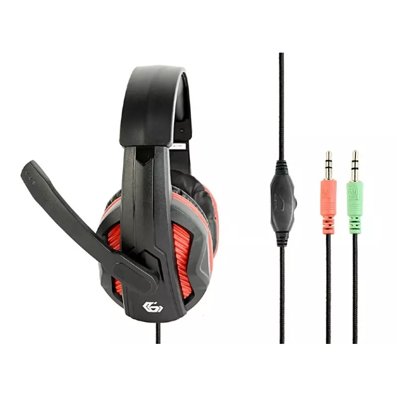 Juhtmega mänguri peakomplekt GEMBIRD GHS-03 — 20–20000 Hz, 2 m kaabel, 250 g, must/punane