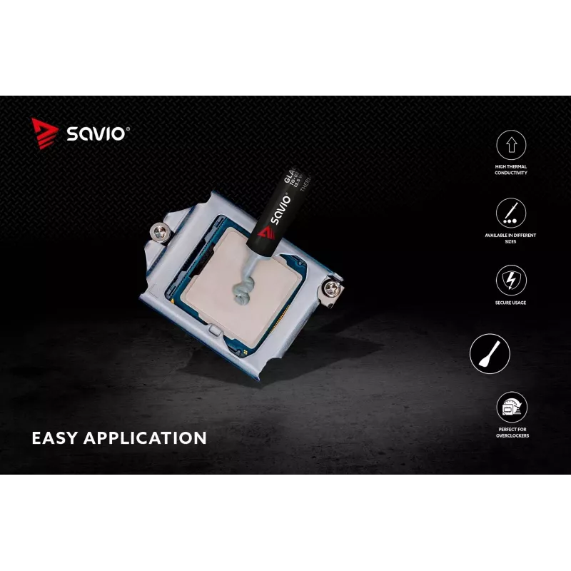Termopasta SAVIO TG-03 13,5 W/m·K, 2 g — termoliidese segu