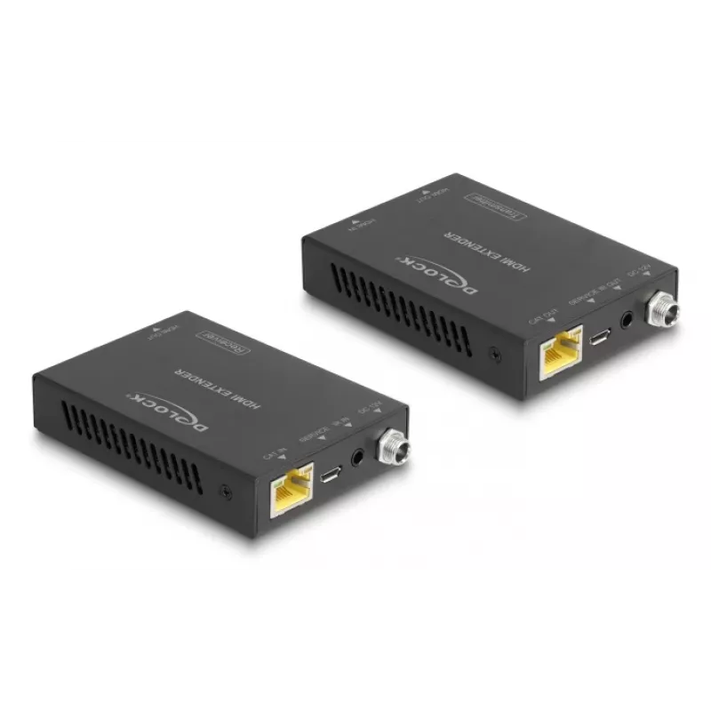 AV-saatja ja -vastuvõtja komplekt DELOCK 65955 — Cat6/Cat6a HDMI pikendaja, kuni 3840×2160, juhtmega, Micro-USB B toide