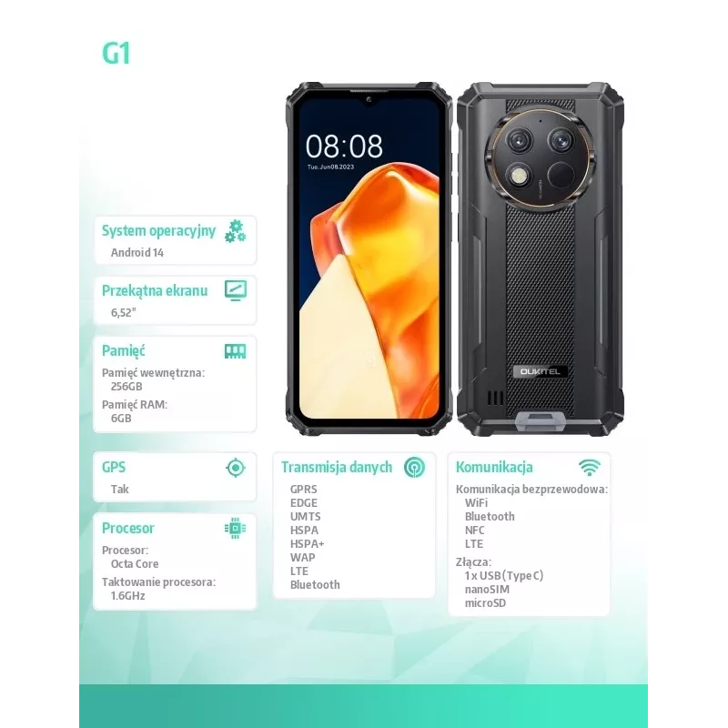 Nutitelefon Oukitel G1 6,52 tolli 6GB/256GB must