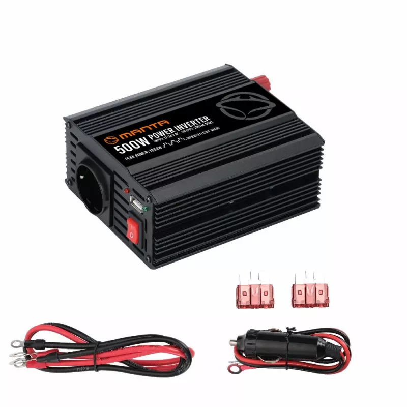 Toiteinverter MANTA MPI500M 500W pidev / 1000W tipp DC-AC