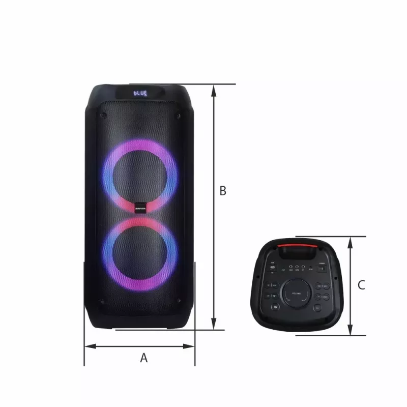 Kaasaskantav kõlar MANTA ATTIS SPK0802 120W, Bluetooth, juhtmega sisend, taaslaetav, FM, LED-tuled