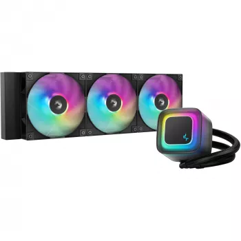 All-in-one vedelikjahuti DeepCool LE360 V2, 3x 120 mm ventilaatoriga, hüdrodünaamiline laager, must, toetab LGA1150/1151/1155/1200/1700/AM4/AM5