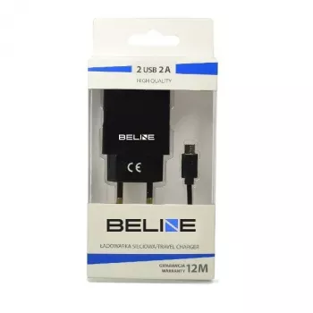 Reisilaadija Beline Beli0011 — 2×USB-porti, microUSB-kaabel, 2A väljund, must