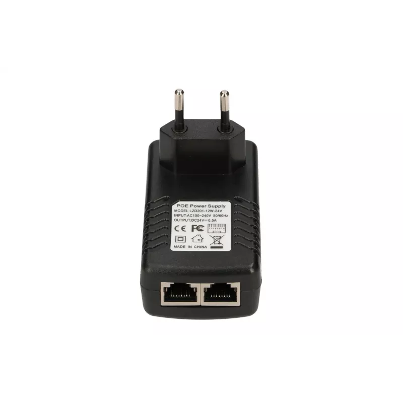 PoE toiteallikas Extralink POE-24-12W 24 V 0,5 A 12 W sisetingimustes, seina pistik, must