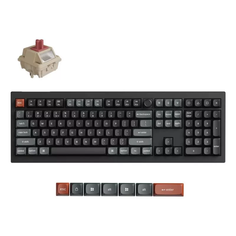 Mehaaniline täissuuruses (100%) klaviatuur Keychron V6 Ultra 8K — QWERTY, Bluetooth, RGB LED, must