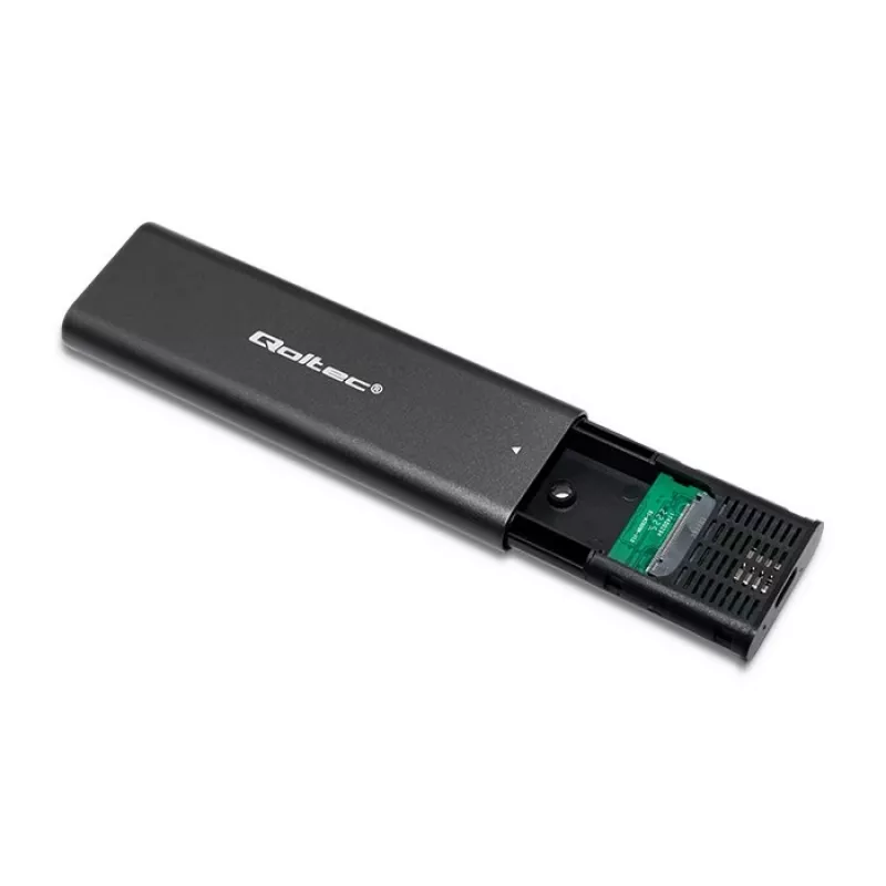 SSD-korpus QOLTEC 50312 Must ühele M.2 SATA kettale, USB USB-C (USB 2.0 / 3.2 Gen 1)