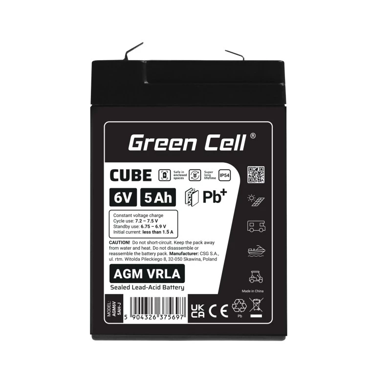 UPS aku Sealed Lead Acid roheline Cell AGM6V5AH-J 6 V 5 Ah