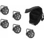 LED-kohtvalgustikomplekt EUROLITE SLS-6 TCL 5x pehmekotiga — 5 kompaktset LED-kohtvalgustit, transpordikott kaasas