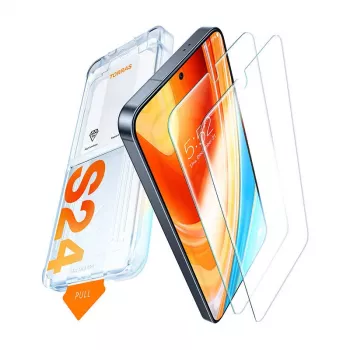 Karastatud klaasist ekraanikaitse Torras Samsung S24+ jaoks — 9H kõvadus, kriimustuskindel