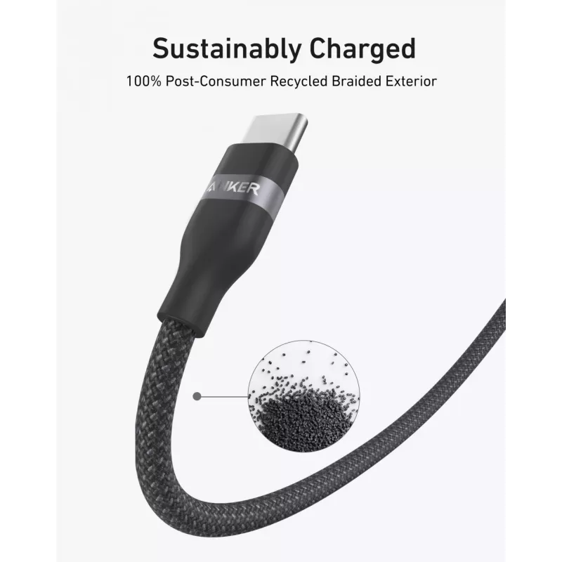 USB-C kuni USB-C kaabel Anker A82E2 — USB 2.0, 1,8 m, must
