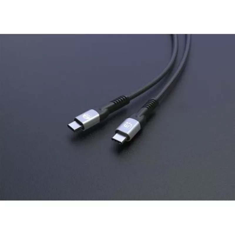 Manhattan Fast USB-C to USB-C kaabel (240W), 1m, 240W sülearvuti laadimine + kiire andmeedastus ja video, töötab kõigi sülearvutitega (märkus: vaja on täiendavat USB-C 240W seinelaadijat), 40 Gbps ülikiired ülekanded, must, 3-aastane garantii