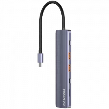 USB USB-C jaotur CANYON DS-17 — HDMI, USB 3.2 Gen 1 A, USB-C, MicroSD, 10000 Mbit/s, hall