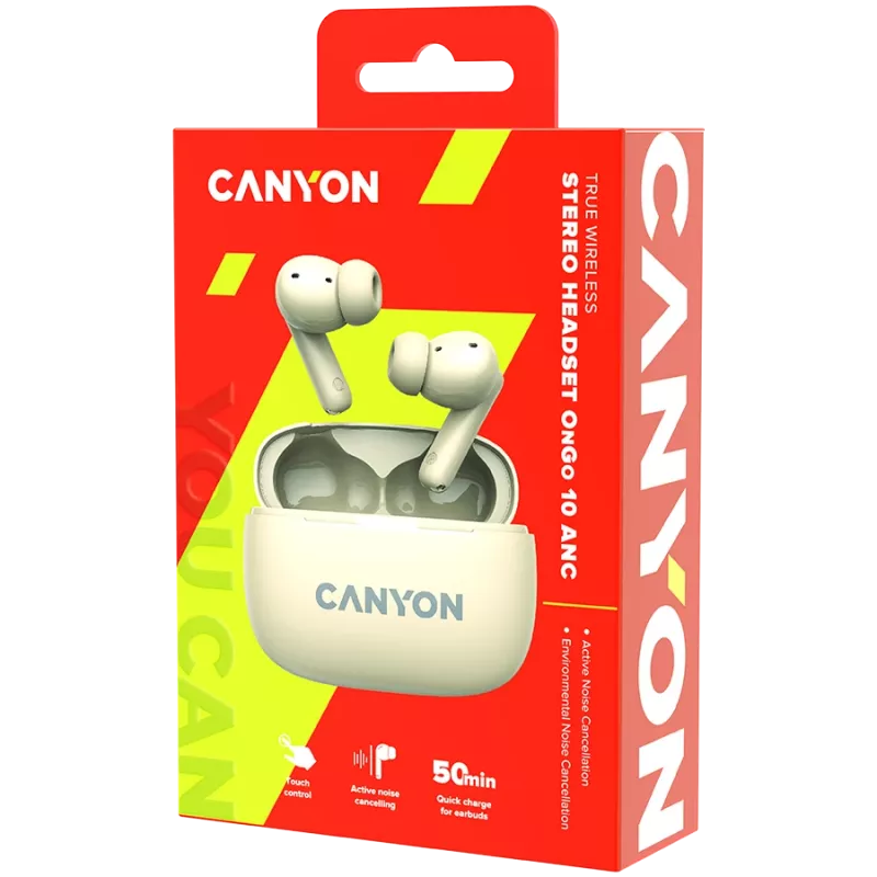 Canyon CNS-TWS10BG Kõrvaklapid ja peakomplekt True Wireless Stereo (TWS) kõrvasisesed kõrvaklapid kõnede/muusika/sport/igapäevane kasutamine USB Type-C Bluetooth Beež (CNS-TWS10BG)