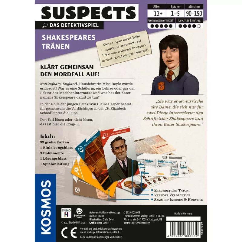 Suspects: Shakespeares Tears, kaardimäng