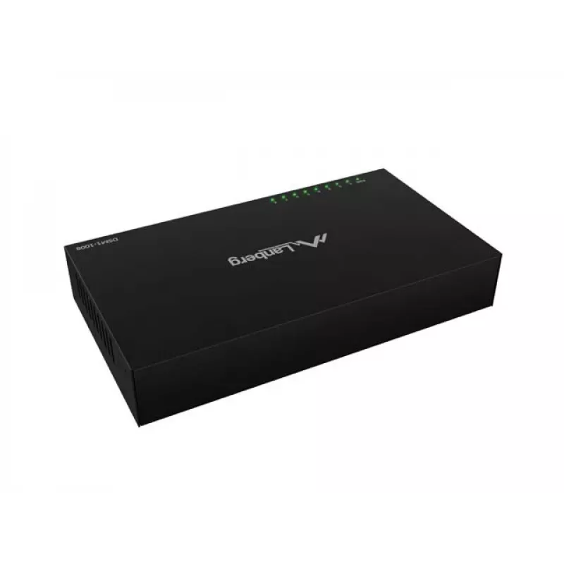 Võrgukommutaator LANBERG DSM1-1008 8x 1 Gb/s haldamata Gigabit Ethernet lauaarvuti 12V metallkorpus