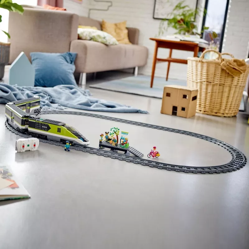LEGO 60337 City Express reisirongi komplekt – kaugjuhitav mänguasi lastele, poistele ja tüdrukutele, töötavate esitulede, 2 vaguni ja 24 rööpatükiga