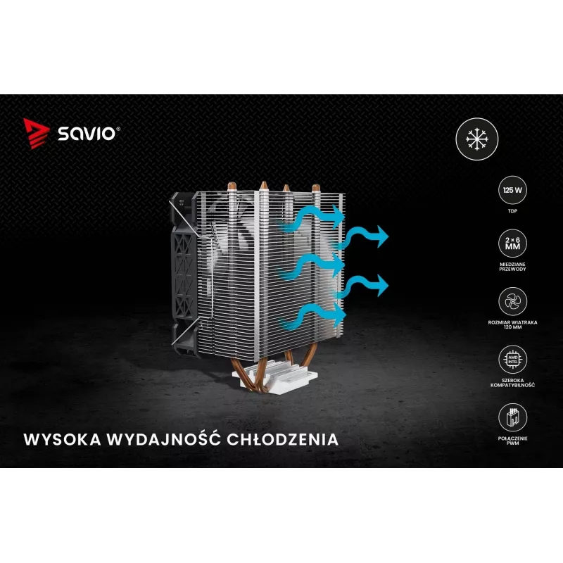 Jahutusradiaator SAVIO SAVGCOFROSTX2 120 mm must, 2 soojustoru, 800–1800 p/min, 4‑kontaktiline