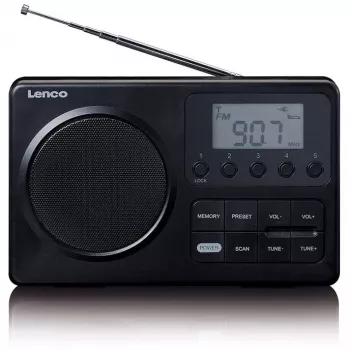 Kaasaskantav raadio Lenco MPR-035BK — FM/AM, võrgu- ja akutoide, 2,5-tolline LCD, 20 FM jaama salvestust, 3,5 mm väljund
