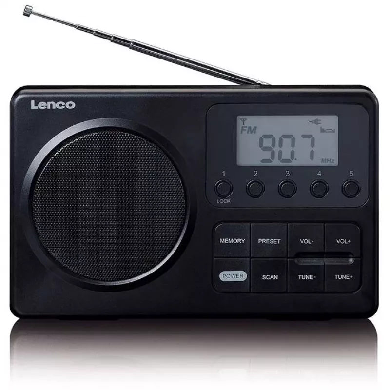 Kaasaskantav raadio Lenco MPR-035BK — FM/AM, võrgu- ja akutoide, 2,5-tolline LCD, 20 FM jaama salvestust, 3,5 mm väljund