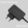 Qoltec 52386 GaN POWER PRO laadija | 1xUSB-C | 65W | 5-20V | 3-3.25A | Must