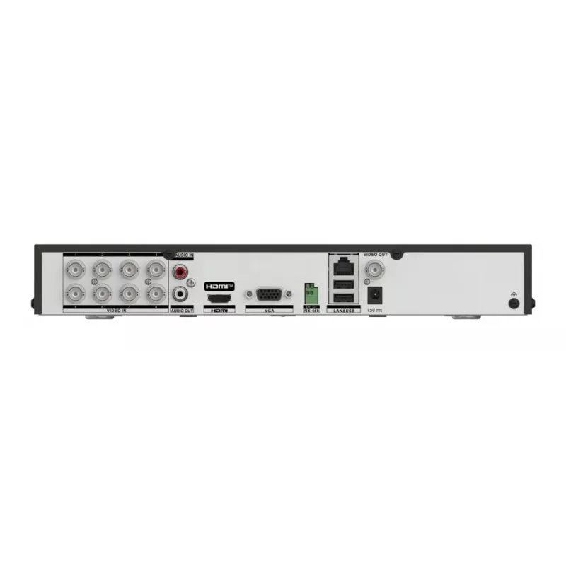 DVR Hikvision Pro seeria 8-kanaliline 5 MP 1U H.265 AcuSense, 8 sisendit, Gigabit Ethernet, 12 TB kõvaketas, 12 V, 24 W